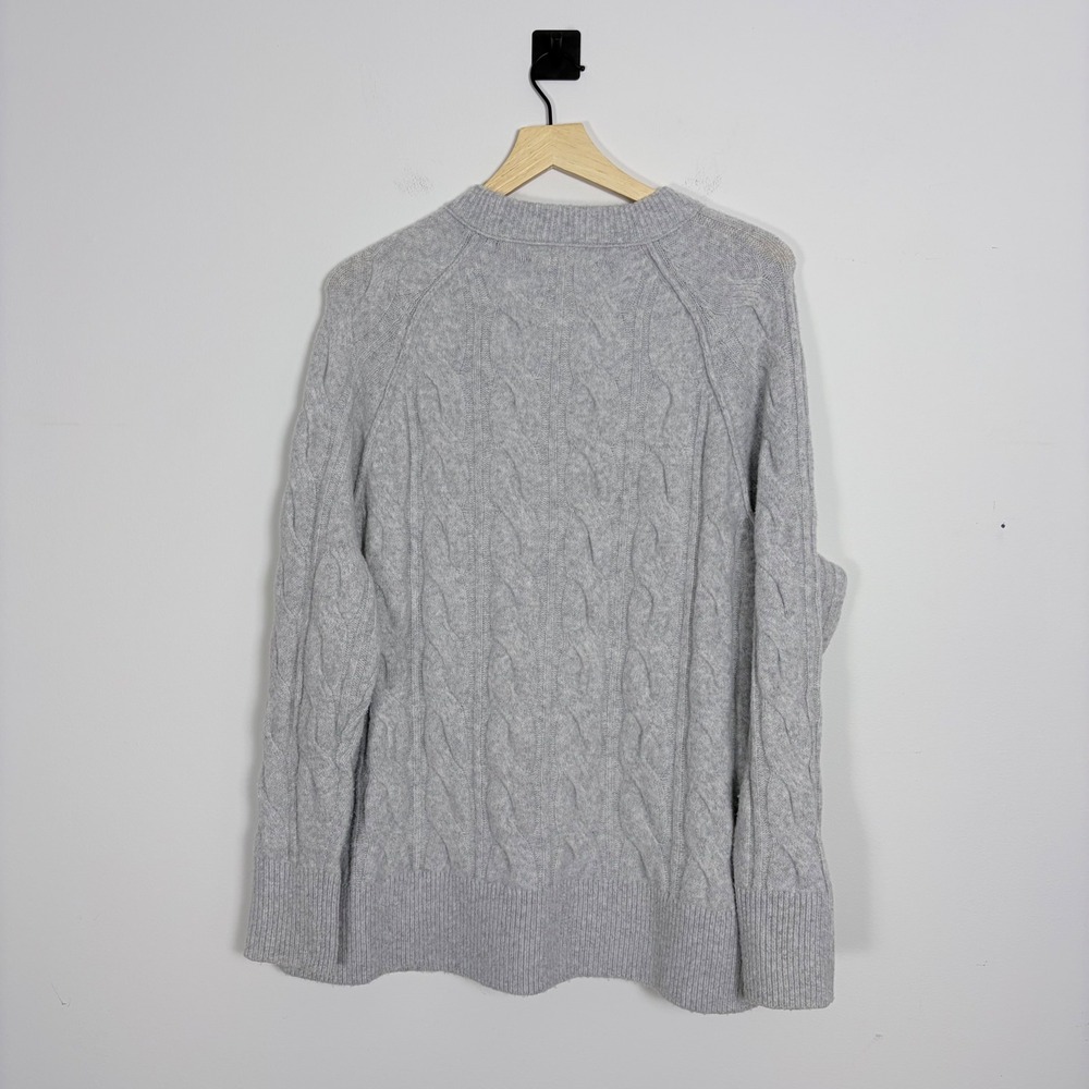 Aerie Cable Knit Cross Front Sweater Gray Long Sleeve Crew‎ Neck Women's Small - Picture 5 of 5